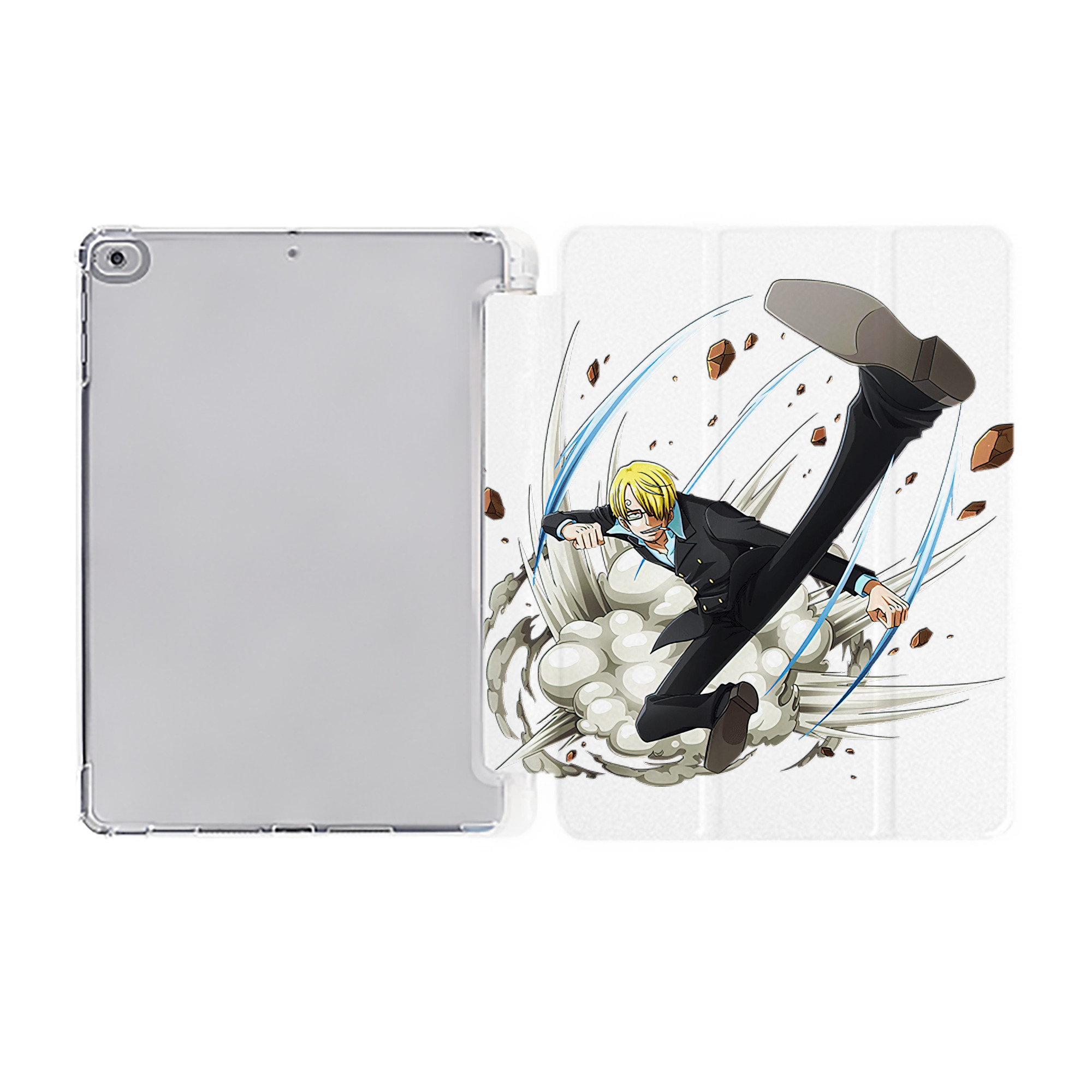 （画像用） ワンピース サンジ ONE PIECE Sanji IPad ケース ペン収納付き 三つ折りスタンド PUレザー×シリコン 対応機種9.5/10.5/10.9インチ